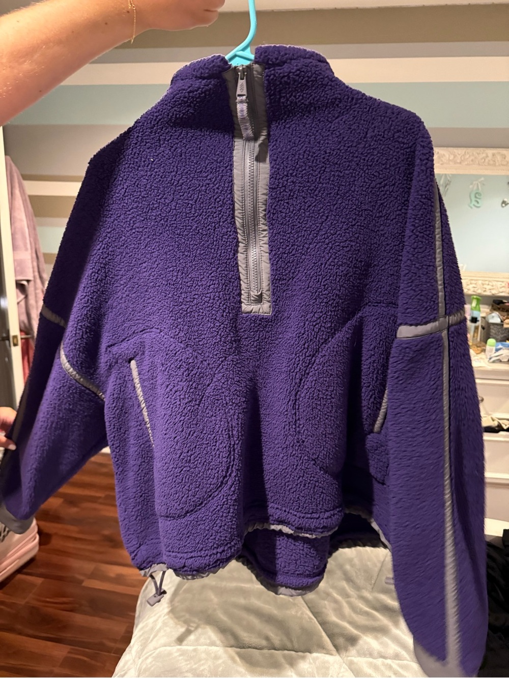 Free People Purple Sherpa Half-Zip Pullover